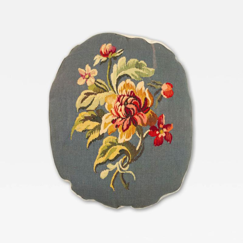 French Victorian Aubusson Pillow with Floral Design