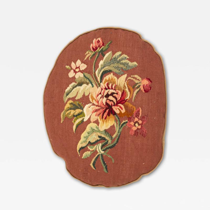 French Victorian Aubusson Pillow with Floral Design