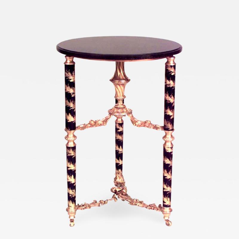 French Victorian Bronze Dore and Blue Porcelain End Table