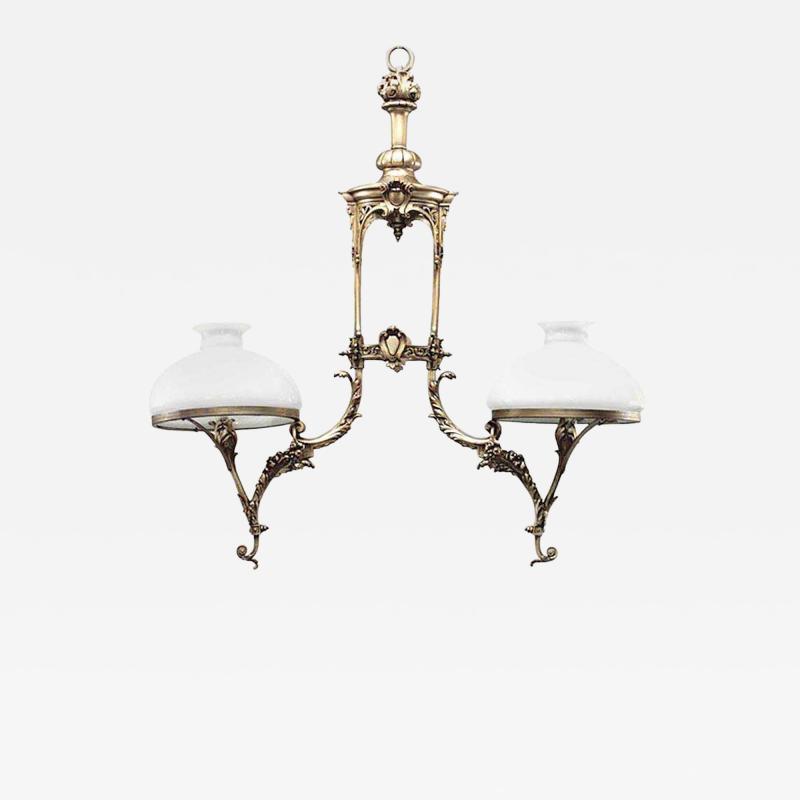 French Victorian Bronze Scroll Billiard Fixture