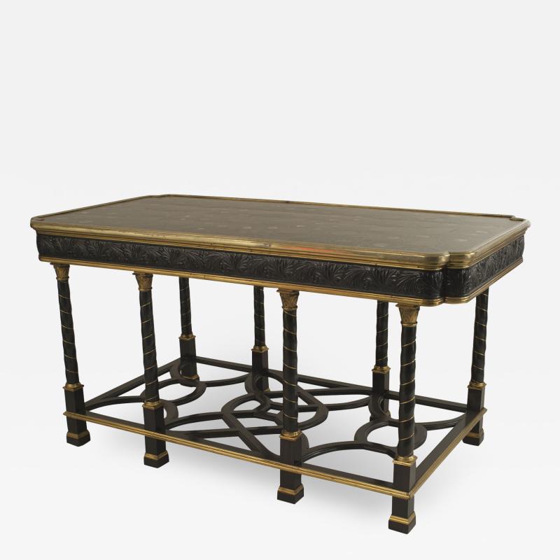 French Victorian Ebony Inlaid Center Table