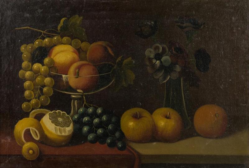 French Victorian Fruit and Vase Still Life