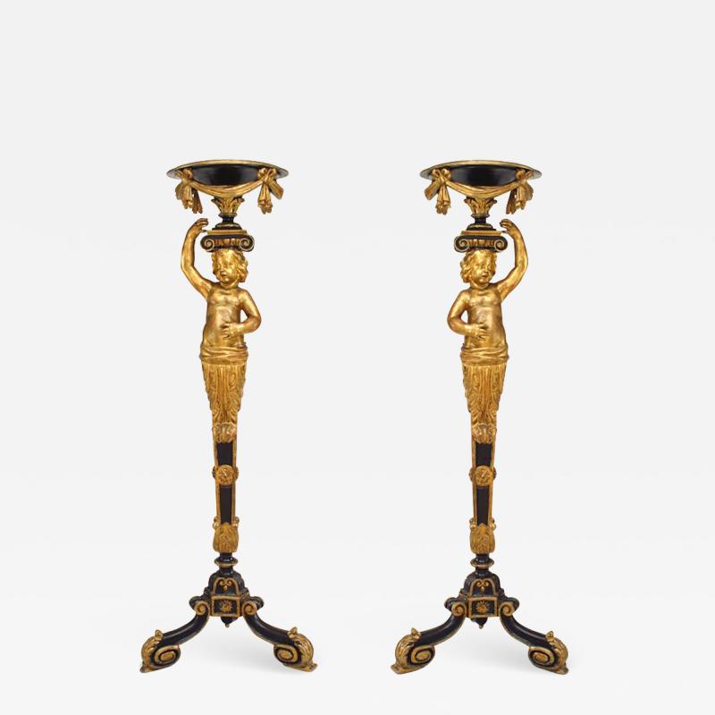 French Victorian Gilt Cupid Pedestals