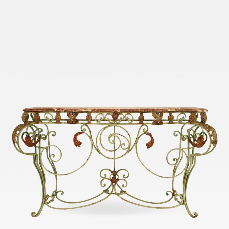 French Victorian Iron and Marble Console Table