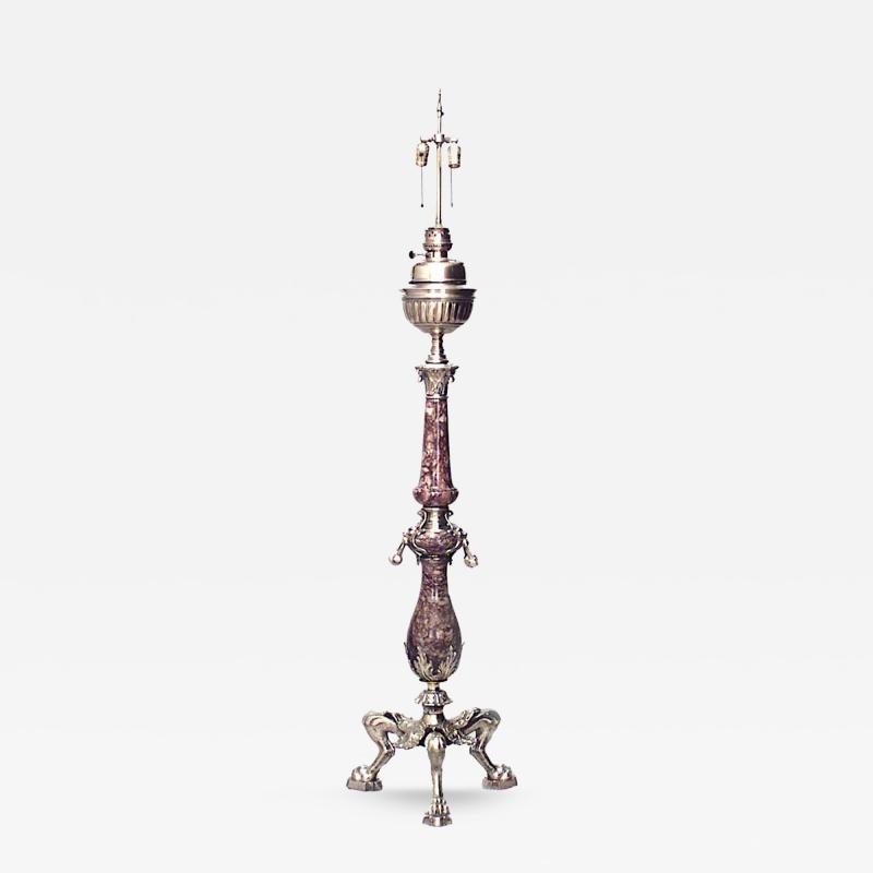 French Victorian Marble and Bronze Floor Lamp