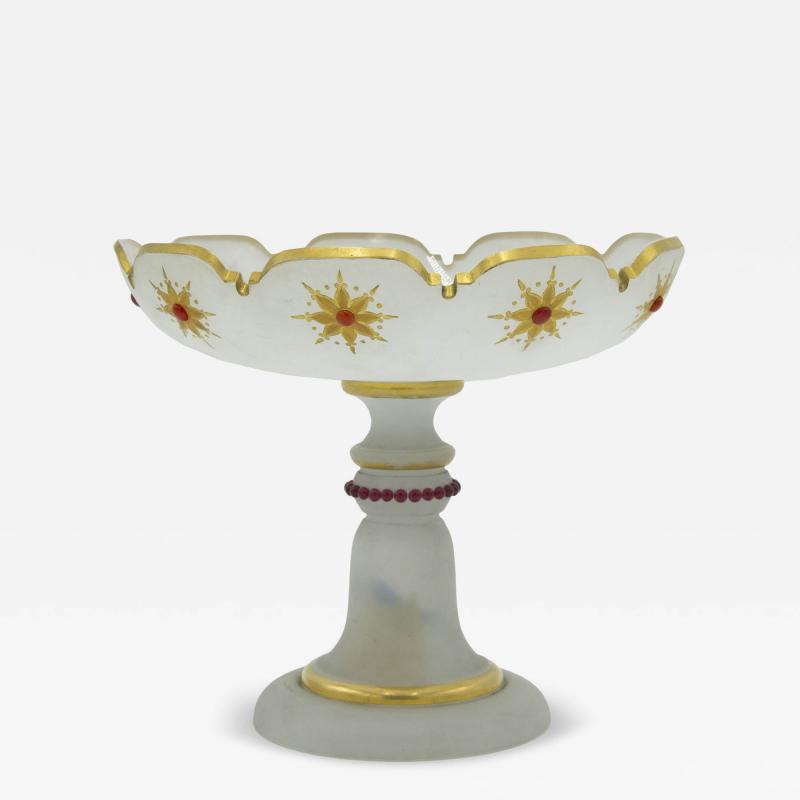 French Victorian Opaline Jeweled Compote