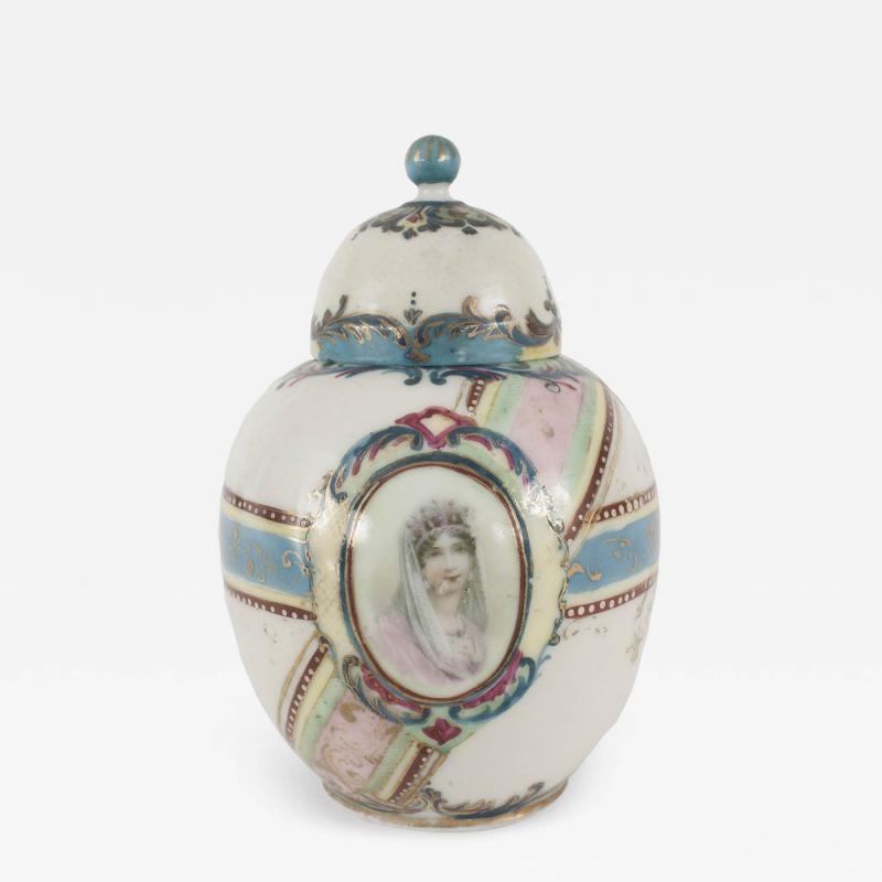 French Victorian Porcelain Ginger Jar with Portrait