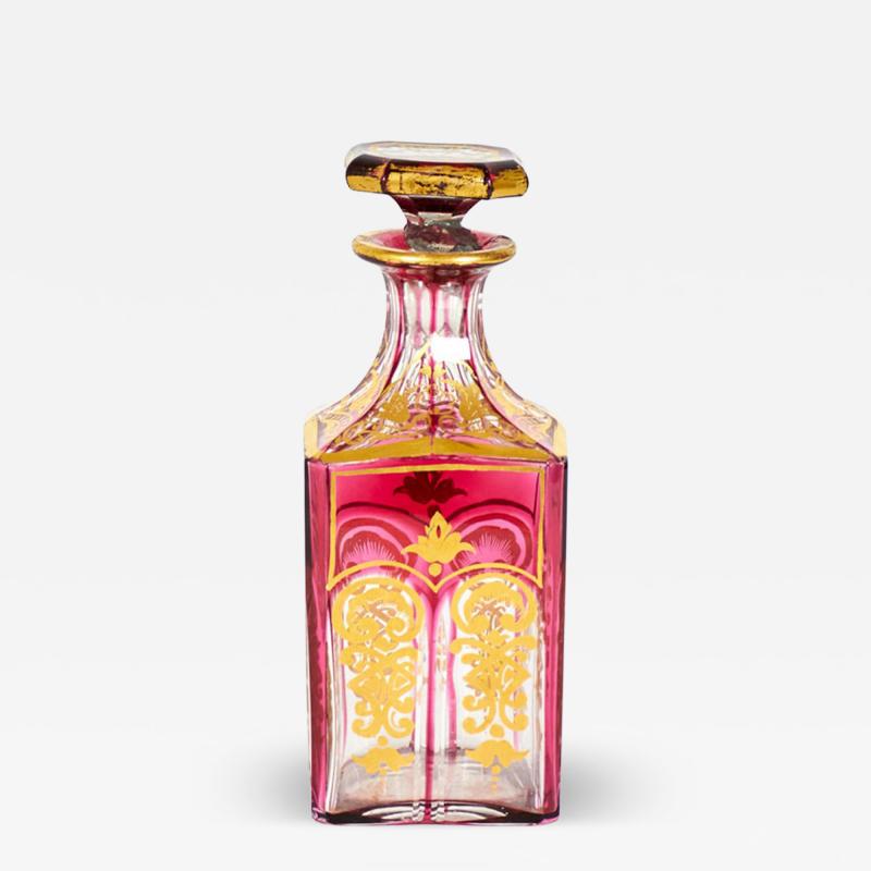 French Victorian Red Crystal Perfume Bottle