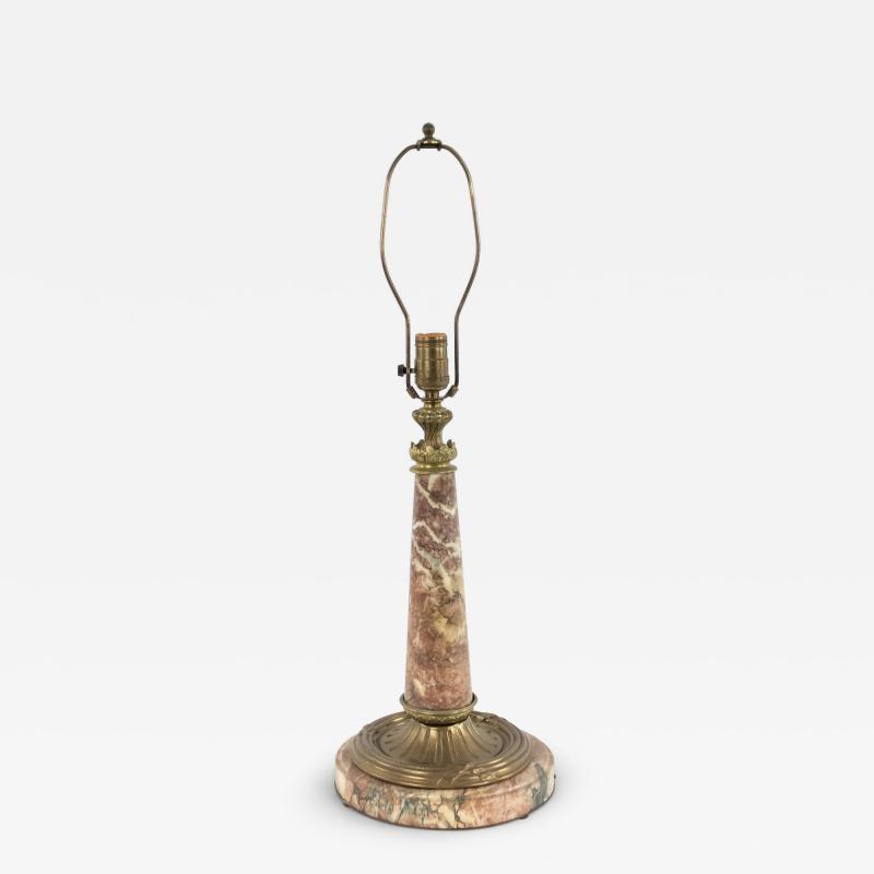 French Victorian Rouge Marble Table Lamp