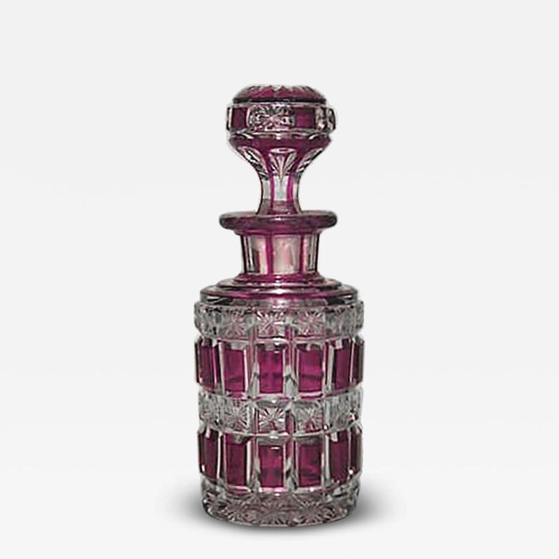 French Victorian Ruby Cut Crystal Perfume Bottle