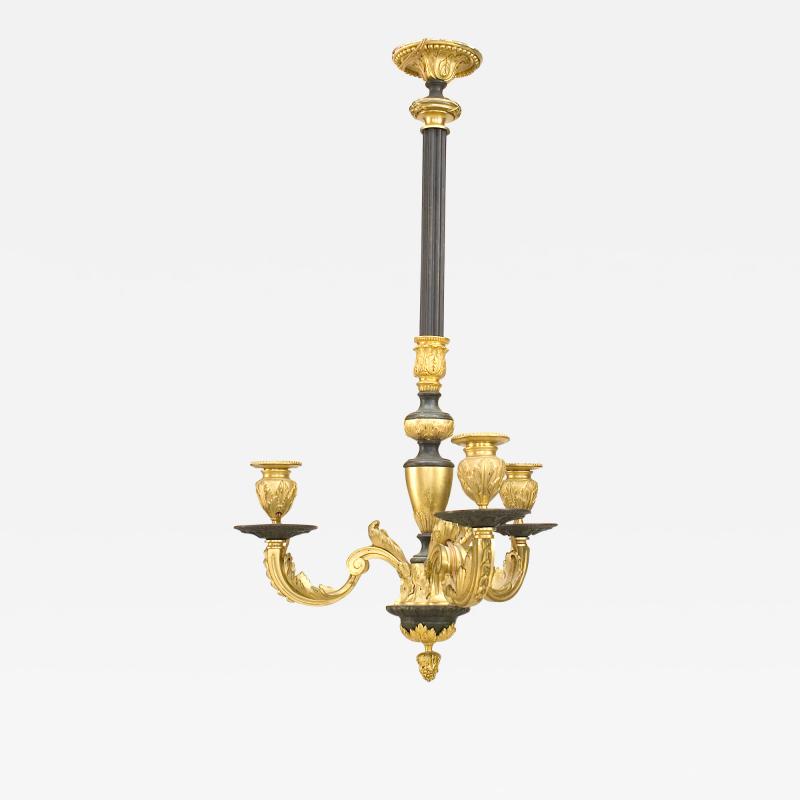 French Victorian Style Bronze Black and Gilt Chandelier