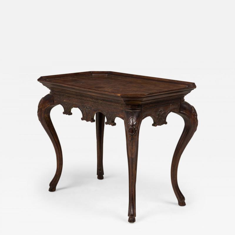 French Victorian Style Carved Rectangular Canted Corner Console Occasional Tab