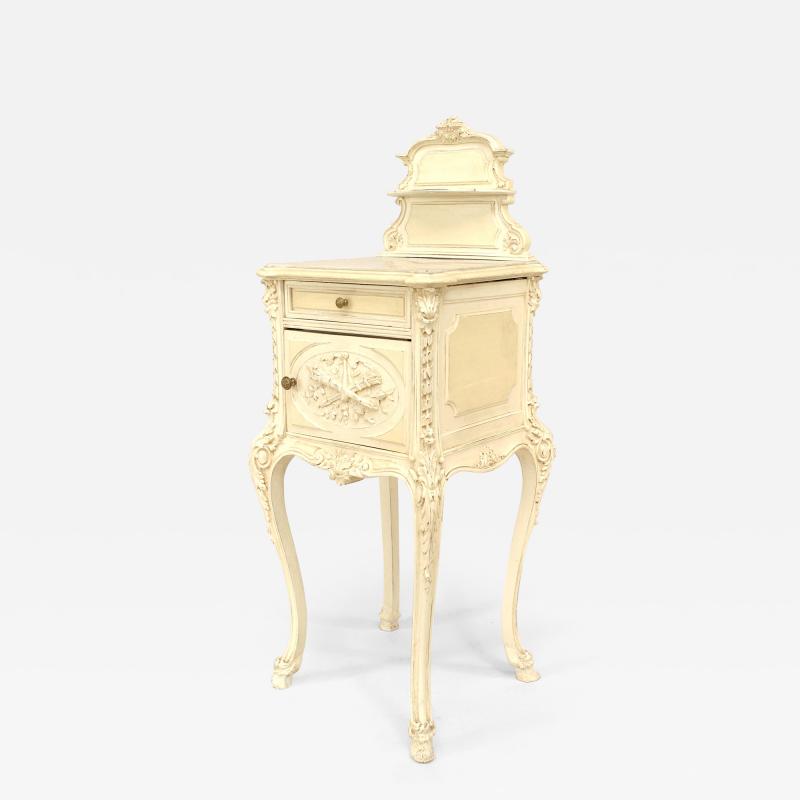 French Victorian White Bedside Commode