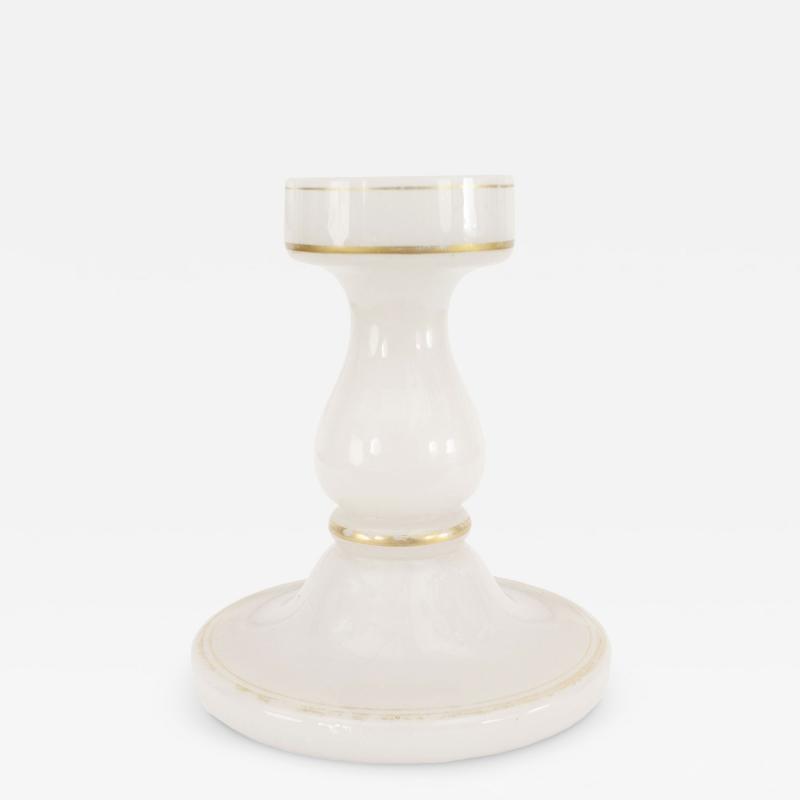 French Victorian White Opaline Candle Holder