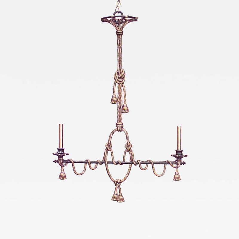 French Victorian Wrought Iron and Gilt Billiard Fixture