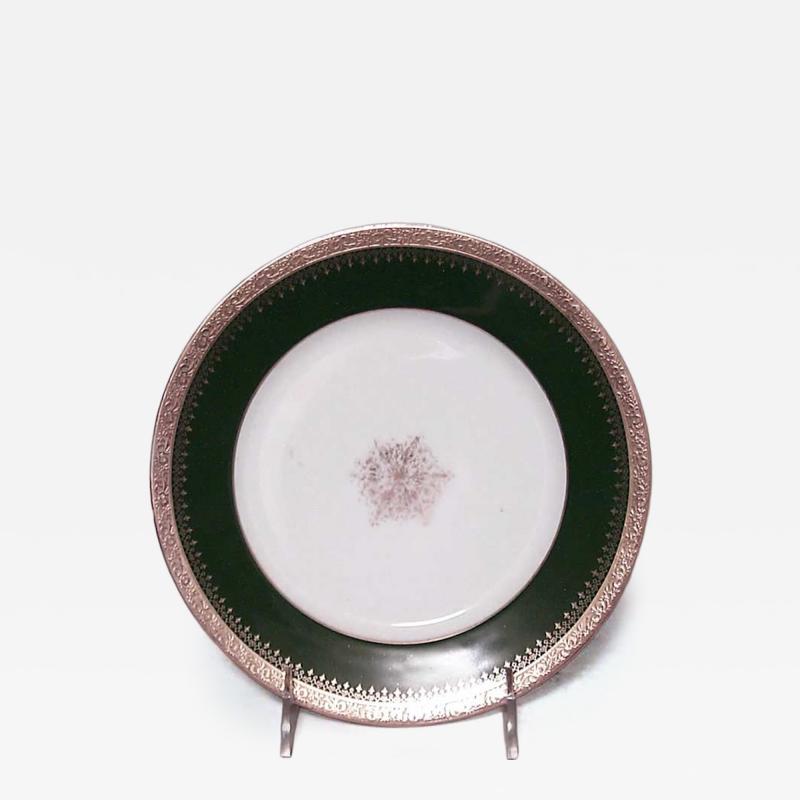 French Victorian green and white Limoges porcelain plates