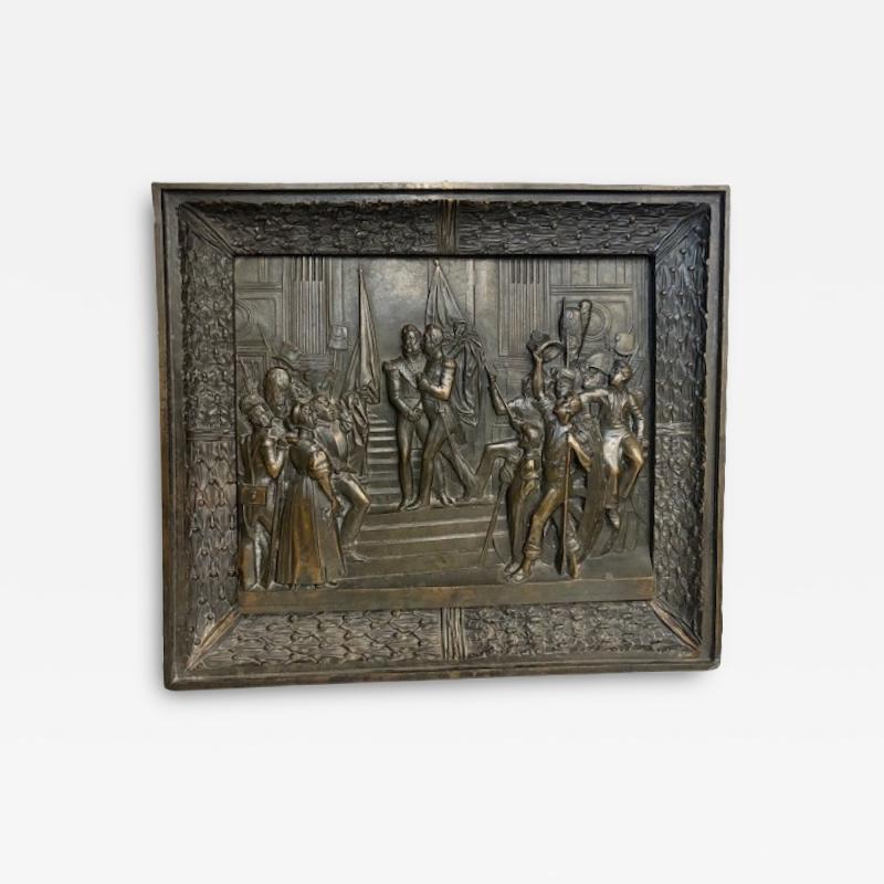 French Victorian patriotic bronze wall plaque