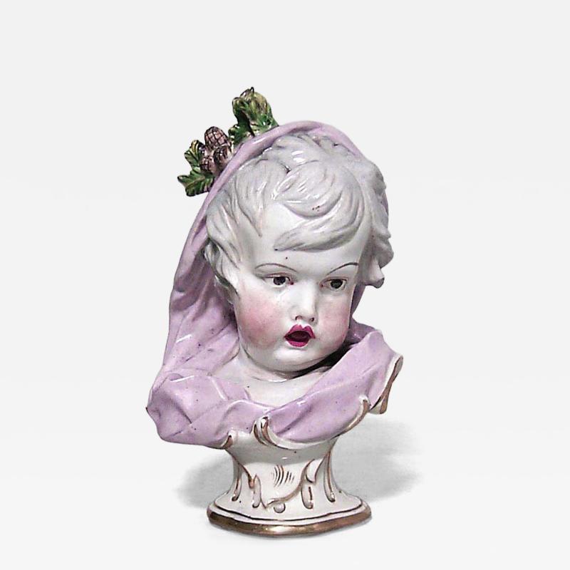 French Victorian style Meissen porcelain bust of a young girl