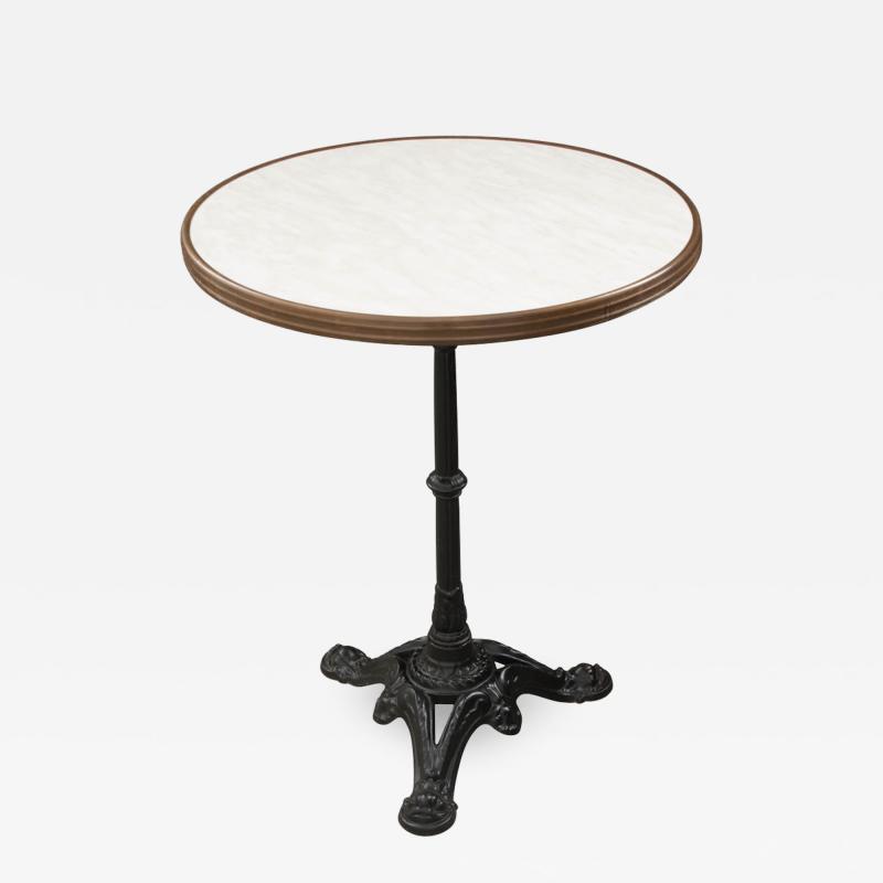 French Vintage Cast Iron Cultured Marble And Brass Bistro Table