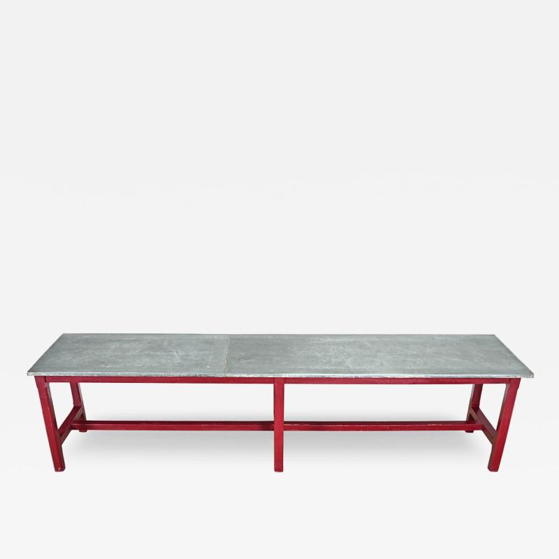 French Vintage Farm Table with Zinc Top