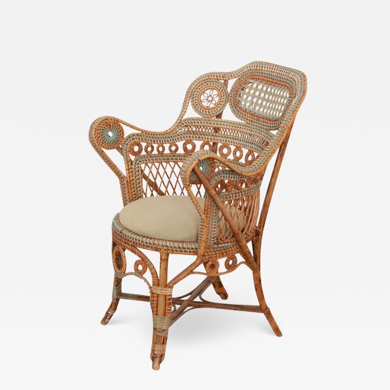 French Vintage Rattan Arm Chair