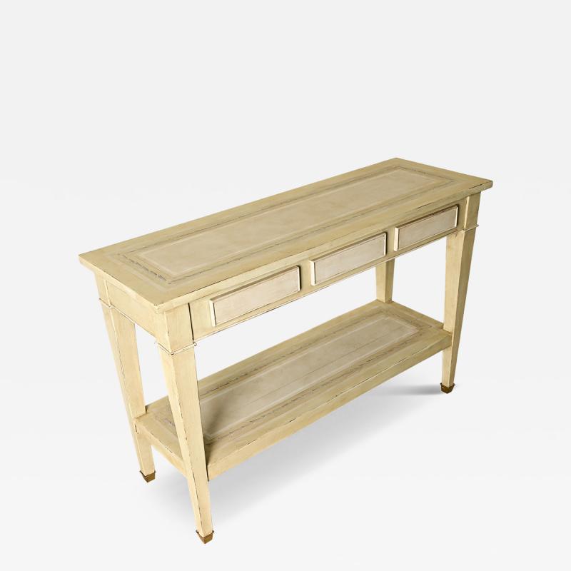 French Vintage Solid Walnut Painted Console Table