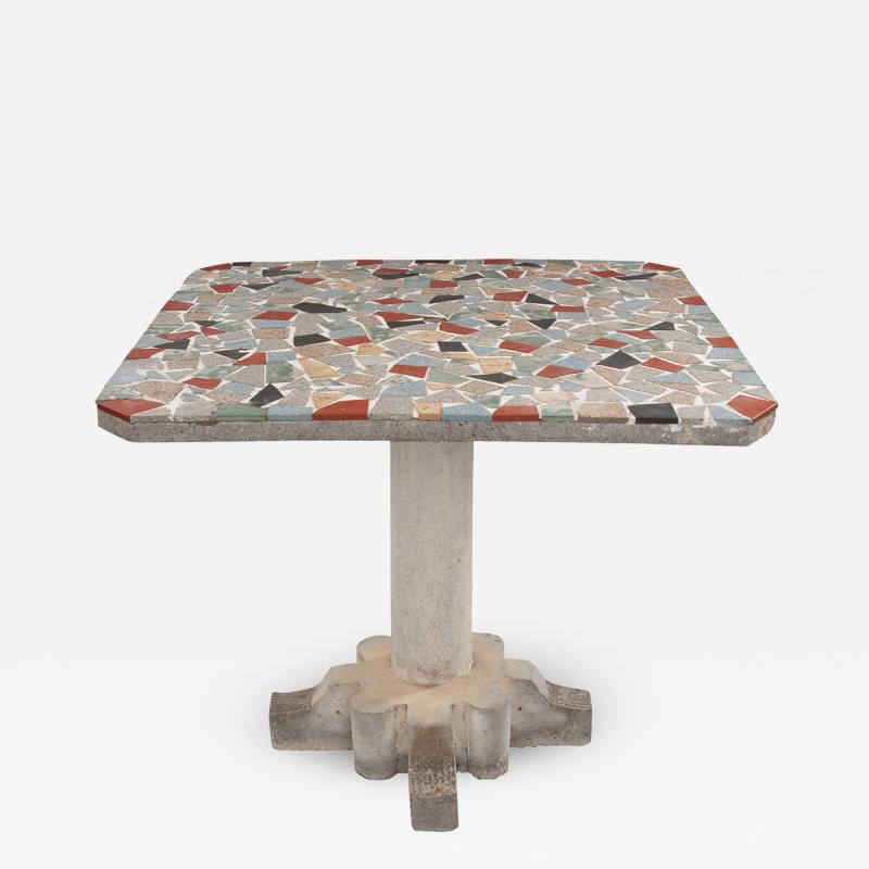 French Vintage Terrazzo Concrete Pedestal Table