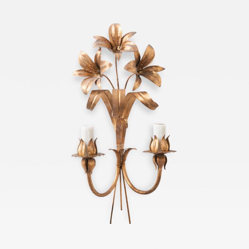 French Vintage Two Light Floral Sconce