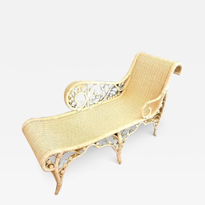 French Wicker Chaise Longue