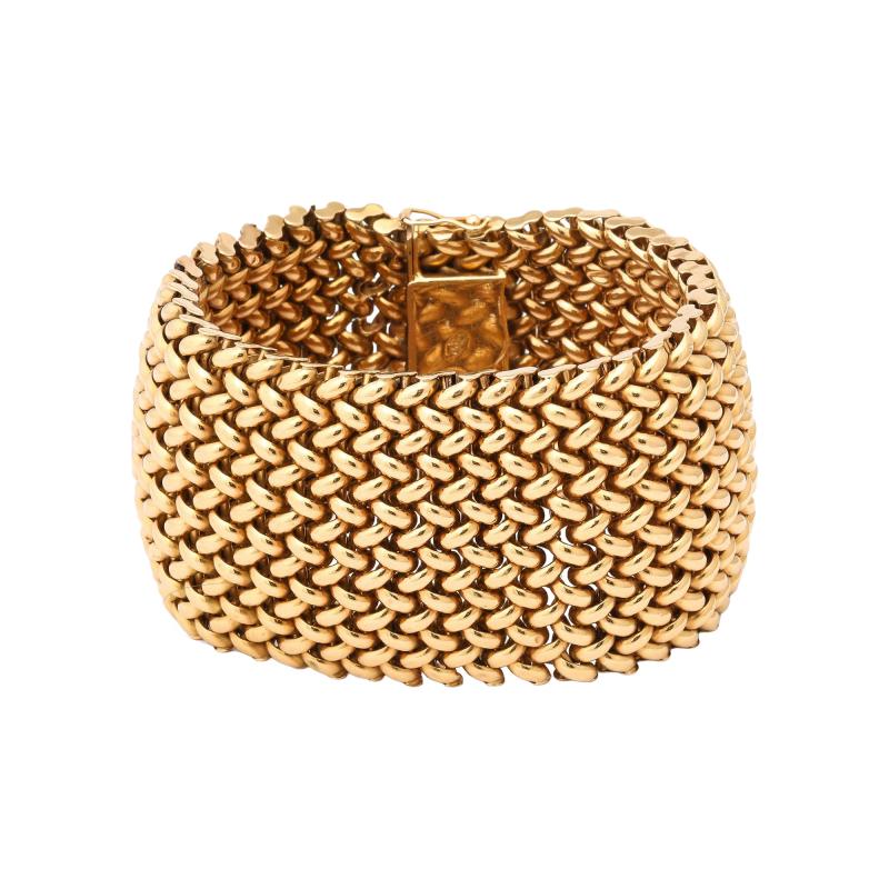 French Wide Gold Maille Cuff 18K