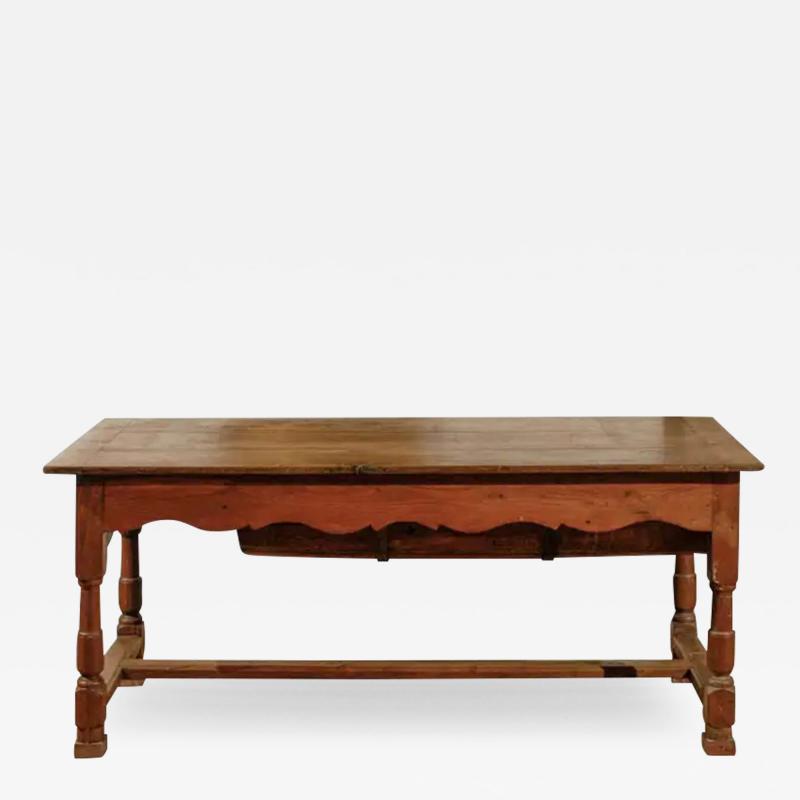 French Wooden P trin Table with Original Dough Bin and Baluster Legs circa 1750