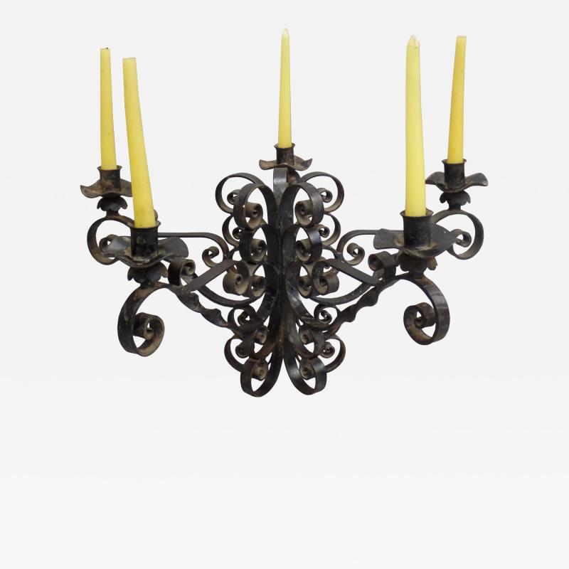 French Wrought Iron Midcentury Candelabra Centerpiece Chandelier