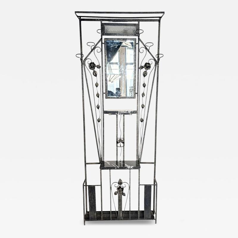 French art deco iron illuminated hall tree coat rack w console Umbrella Stand