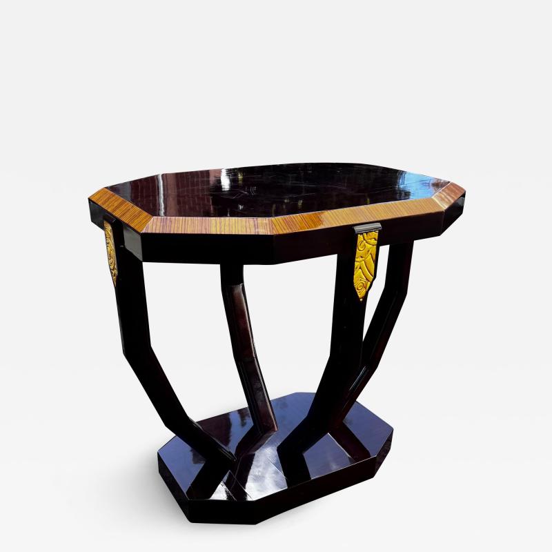 French art deco table Rosewood satinwood with gold accents 