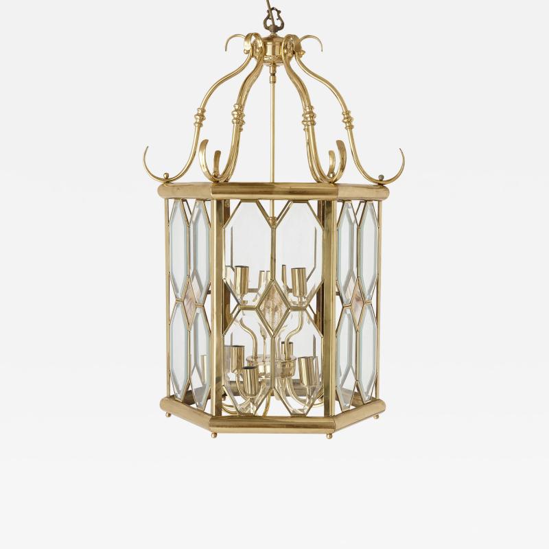 French bevelled glass and brass lantern