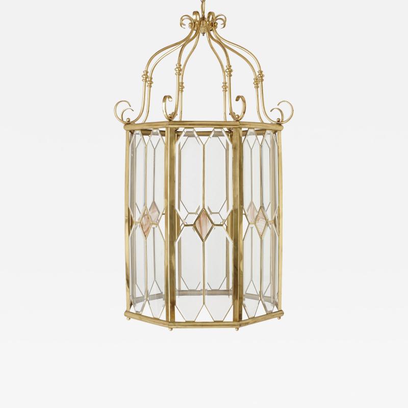 French bevelled glass and polished brass lantern