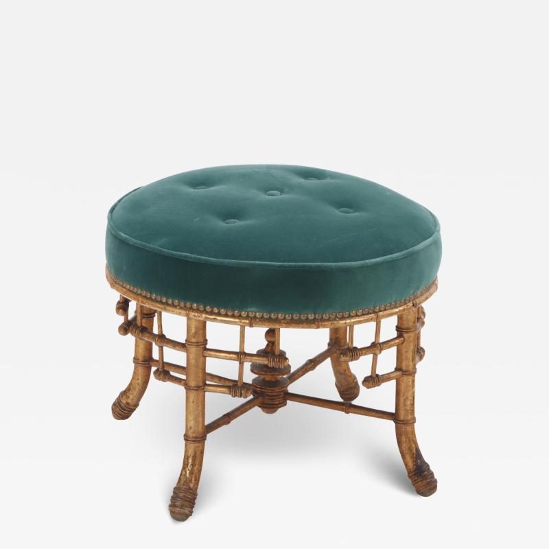 French faux bamboo and giltwood upholstered stool circa 1880 