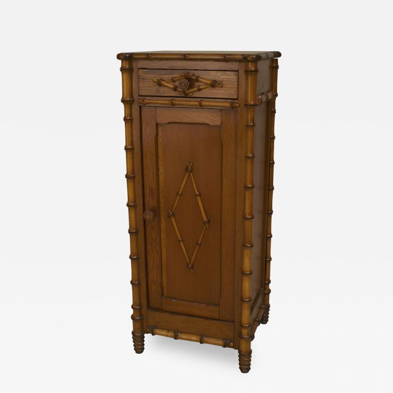 French late 19th Cent faux bamboo pine bedside commode