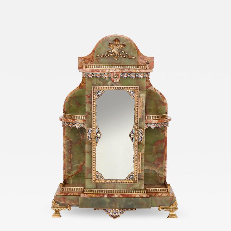 French onyx and enamel miniature table cabinet