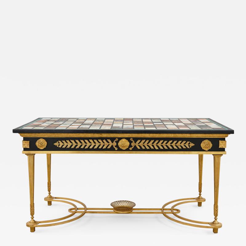 French ormolu coffee table with Italian marble specimen top