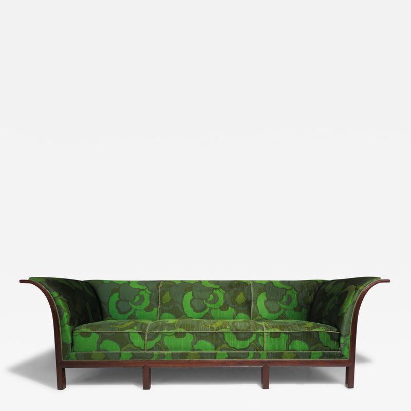 Frits Henningsen 1930s Frits Henningsen Sofa with Dramatic Flared Arms of Mahogany 