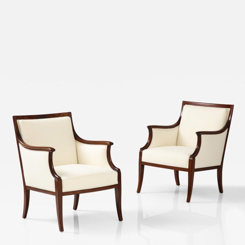 Frits Henningsen Pair of Frits Henningsen Mahogany Armchairs circa 1940s