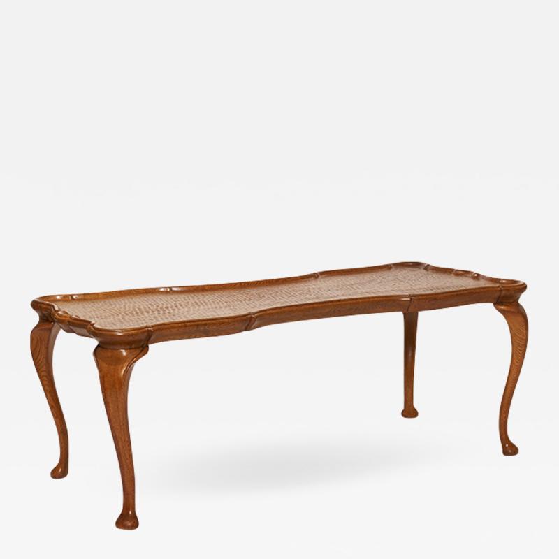 Frits Henningsen Sculpted Coffee Table with Gouged Top in Oak by Frits Henningsen