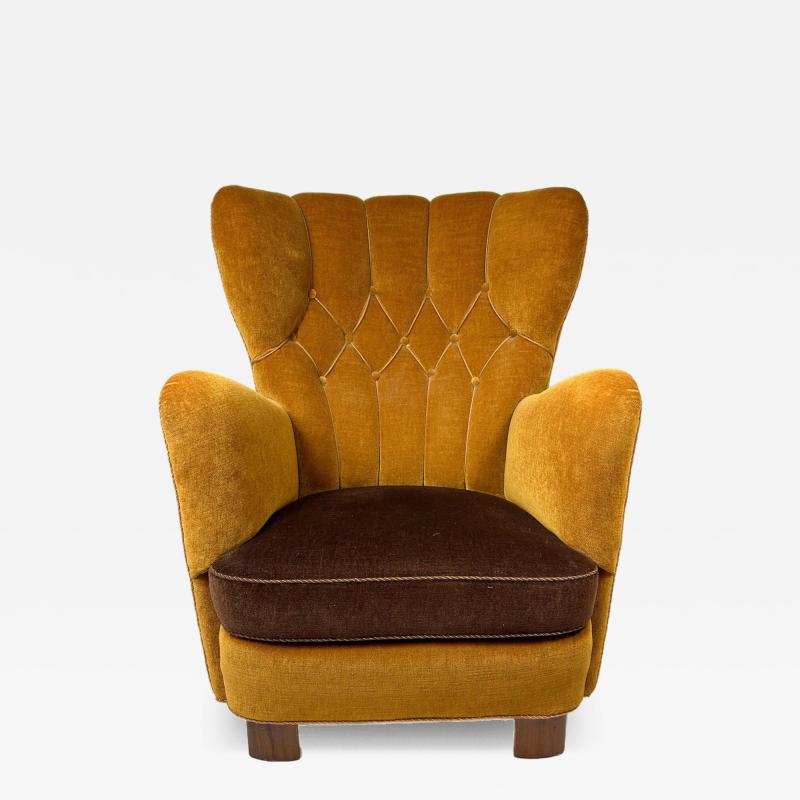 Fritz Hansen 1940s Danish Cabinet Maker High Back Lounge Chair