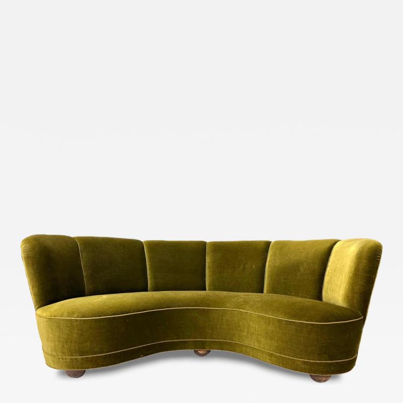 Fritz Hansen 1940s Danish Curved Sofa