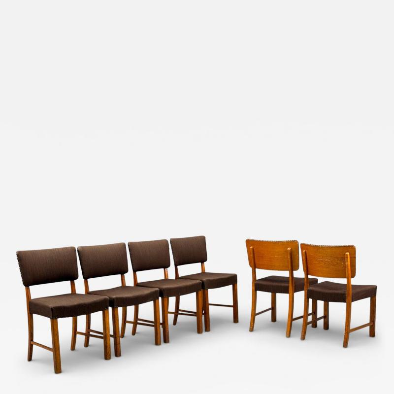 Fritz Hansen Fritz Hansen Six Dining Chairs Oak Wool Denmark 1930s