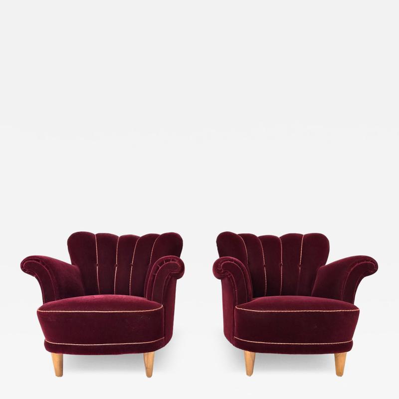 Fritz Hansen Pair of 1940s Swedish Lounge Chairs