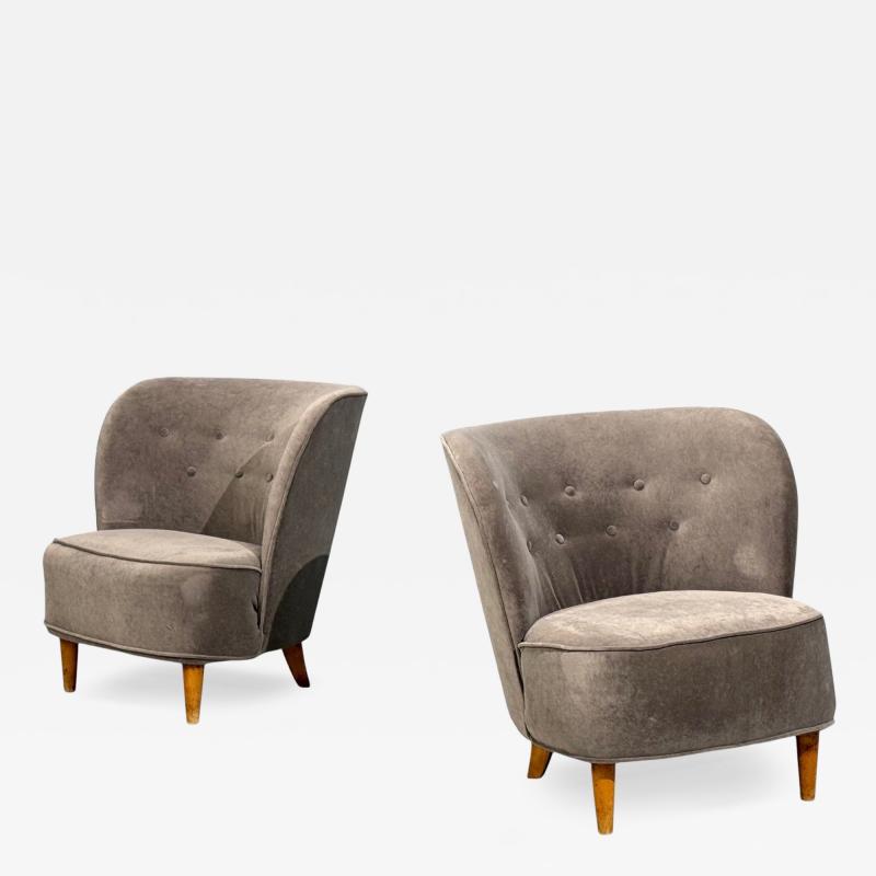Fritz Hansen S ren Hansen Lounge Chairs Wool Beech Denmark 1940s