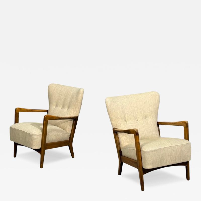 Fritz Hansen S ren Hansen Lounge Chairs Wool Beech Denmark 1940s