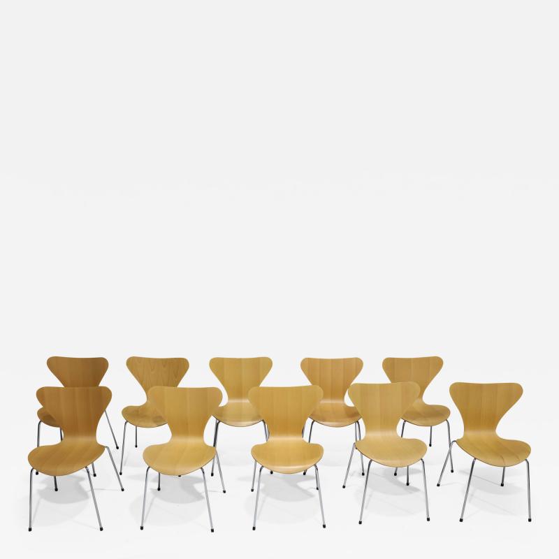 Fritz Hansen Ten Fritz Hansen Series 7 Chairs in Maple Sold in Pairs